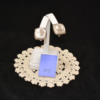 Square 925 Sterling Clip-On Earrings 15.6g