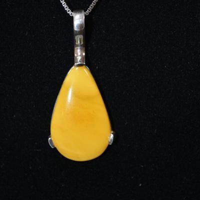 925 Sterling Cube Chain with 925 & Lacy Agate Pendant 18", 7.6g