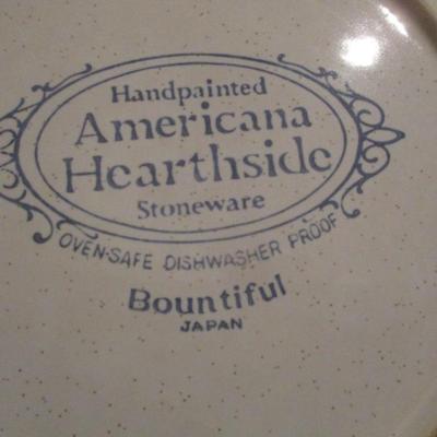 Hand Painted Americana Heartside Stoneware Bountiful & Country Living Harvest Includes Plated Holder - C