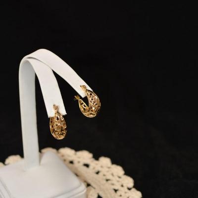 Gold-Tone 925 Sterling Earrings 3.7g