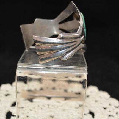 Vintage Navajo Turquoise Sand Cast Cuff Bracelet 51.9g