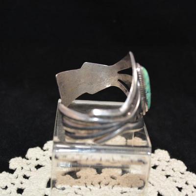 Vintage Navajo Turquoise Sand Cast Cuff Bracelet 51.9g