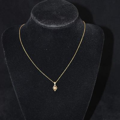 14k 20" Chain with 14k Diamond Chip Pendant 1.4g