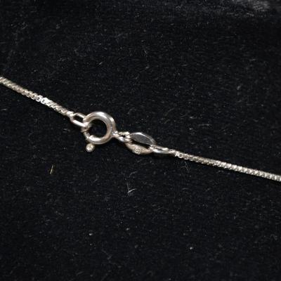 925 Sterling Cube Chain with 925 Cubic Zirconia Pendant 18" 5.9g
