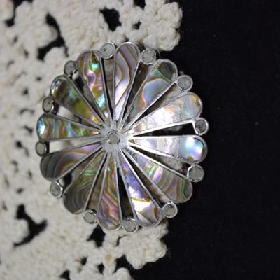 Vintage 925 Sterling & Abalone Brooch/Pendant 8.4g