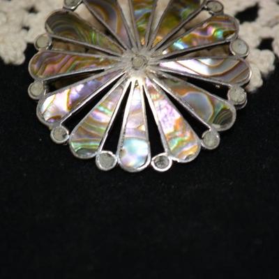 Vintage 925 Sterling & Abalone Brooch/Pendant 8.4g