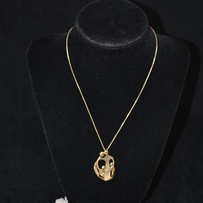 Gold-Tone 925 Sterling Family Pendant with 925 Chain 16