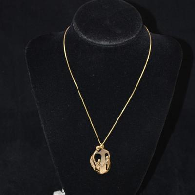 Gold-Tone 925 Sterling Family Pendant with 925 Chain 16" 10.3g