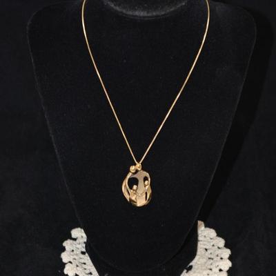 Gold-Tone 925 Sterling Family Pendant with 925 Chain 16" 10.3g