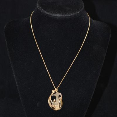 Gold-Tone 925 Sterling Family Pendant with 925 Chain 16" 10.3g