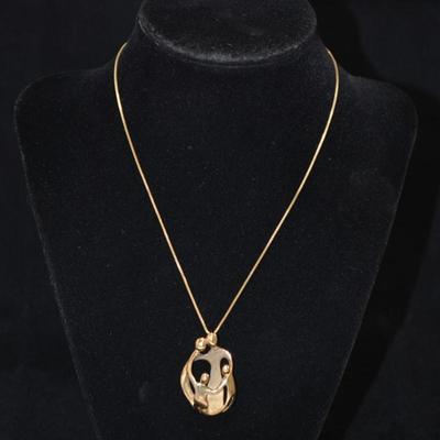 Gold-Tone 925 Sterling Family Pendant with 925 Chain 16