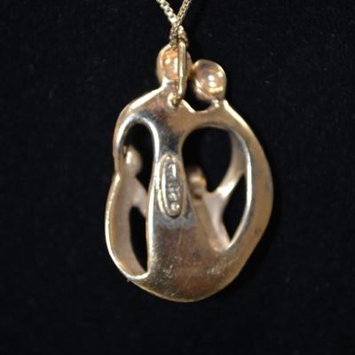Gold-Tone 925 Sterling Family Pendant with 925 Chain 16" 10.3g
