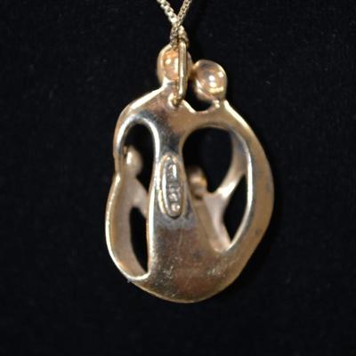 Gold-Tone 925 Sterling Family Pendant with 925 Chain 16