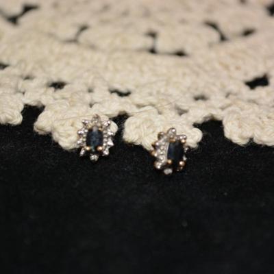 10k Sapphire and Diamond Stud Earrings 1.2g