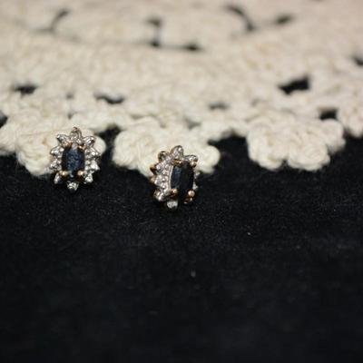 10k Sapphire and Diamond Stud Earrings 1.2g