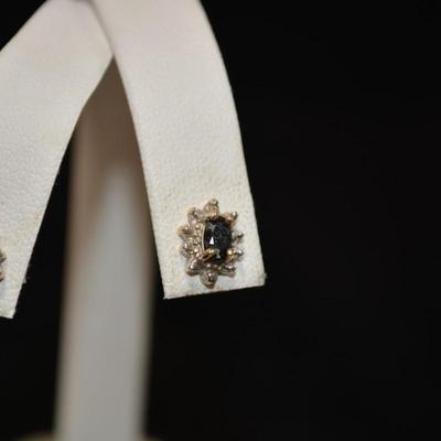 10k Sapphire and Diamond Stud Earrings 1.2g