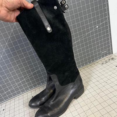 SAM EDELMAN  Leather and Suede Black BOOTS 