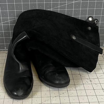 SAM EDELMAN  Leather and Suede Black BOOTS 