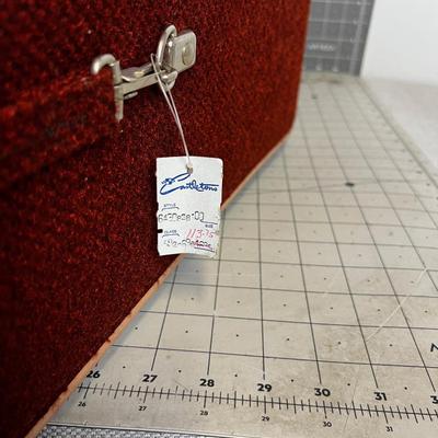 VINTAGE Mid Century SKY WAY Luggage Suite Case, Burnt Red Orange TWEED! WOW!!!