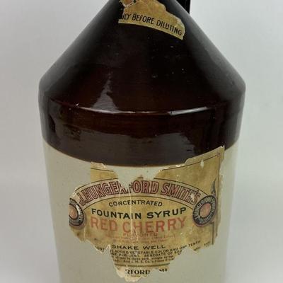 antique J. HUNGERFORD SMITH'S SODA FOUNTAIN SYRUP STONEWARE CROCK