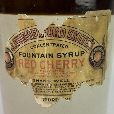 antique J. HUNGERFORD SMITH'S SODA FOUNTAIN SYRUP STONEWARE CROCK