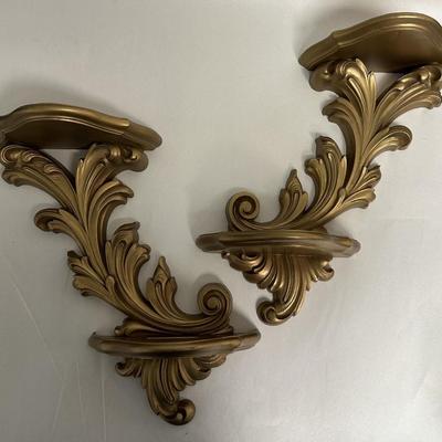 hollywood regency ROCOCCO ACCENT SHELVES HOMECO 1970s