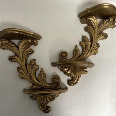 hollywood regency ROCOCCO ACCENT SHELVES HOMECO 1970s