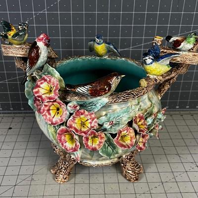 FABULOUS Antique Capodimonte BIRD Planter 