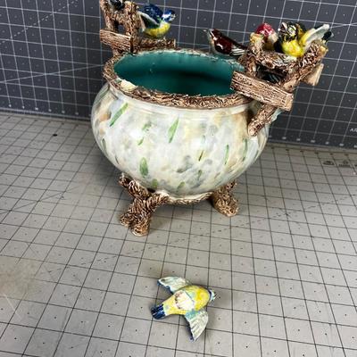 FABULOUS Antique Capodimonte BIRD Planter 