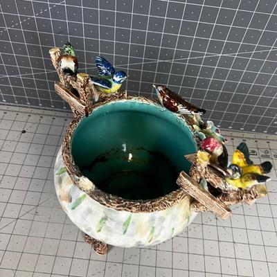 FABULOUS Antique Capodimonte BIRD Planter 