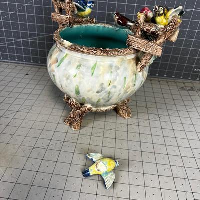 FABULOUS Antique Capodimonte BIRD Planter 