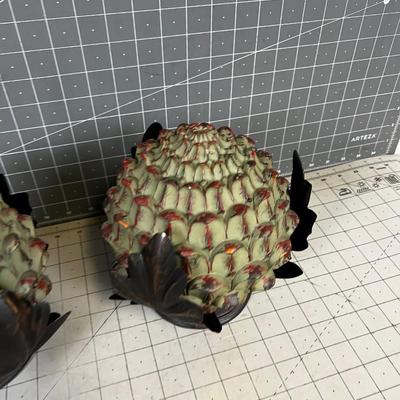 Decorative Artichokes Resin & Metal 