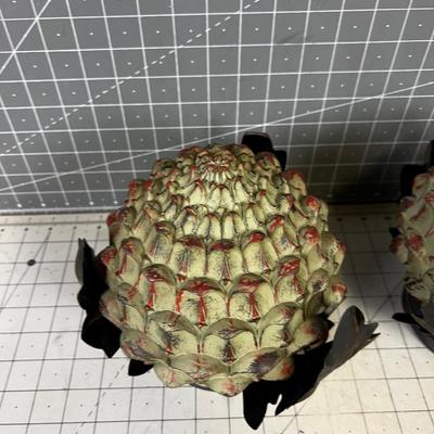 Decorative Artichokes Resin & Metal 