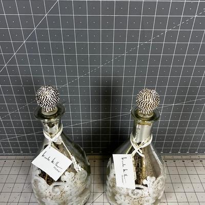 2 Mercury Glass Decanters, by Nicole Miller HOME DECORATIVE ONLY 