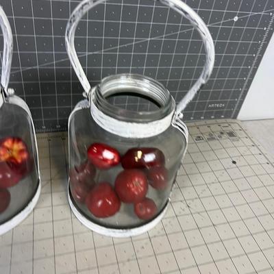 2 Decorative Handled Jars New