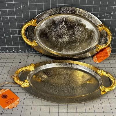 2 Hand Crafted NEW Serving Platter