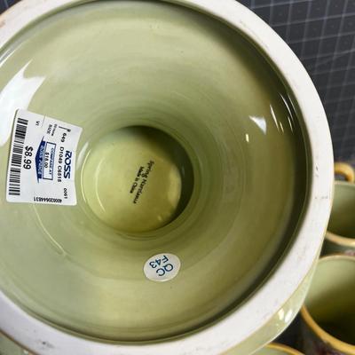 Floral Stoneware (Darling) 8 Coffee Cups PLUS + Desert Plate 