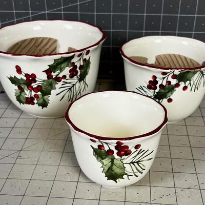 BETTER Homes Heritage Collection CHRISTMAS Holly Berry Set (3) NEW 