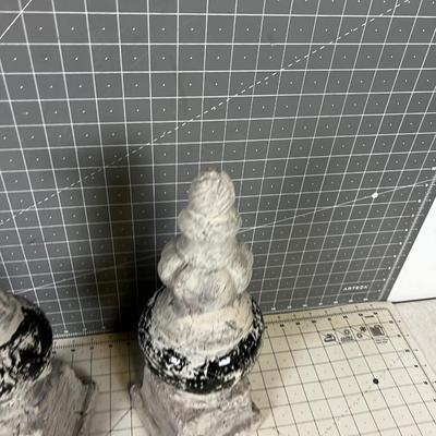 Pair of Terra Cotta Finials Black & Gray NEW 