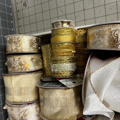 Tray of NEW GOLD Ribbon, Lots of Styles