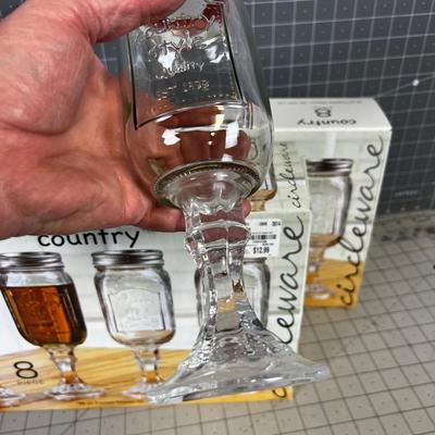 8 NEW Glass Pedestal l Mason Jar with Lid FOOTED! 