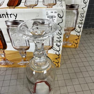 8 NEW Glass Pedestal l Mason Jar with Lid FOOTED! 