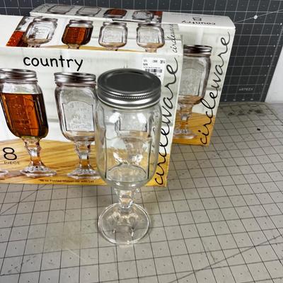 8 NEW Glass Pedestal l Mason Jar with Lid FOOTED! 