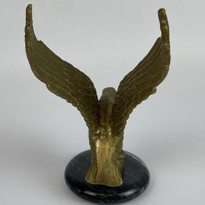  vintage Brass Eagle Sculpture on Onyx Marble Base desk paperweight