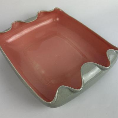  mcm RED WING POTTERY CONSOLE BOWL B1406 pink & gray 1950s mid century modern