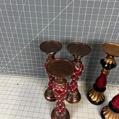 Resin RED Candle Sticks, NEW (2 Styles) 