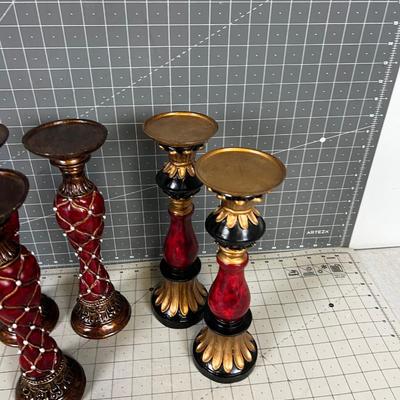 Resin RED Candle Sticks, NEW (2 Styles) 