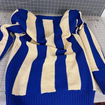 Vintage LETTER Sweater Blue and White "A" with John and Megaphone 