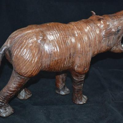 Vintage Leather Hippopotamus with Glass Eyes 13x8