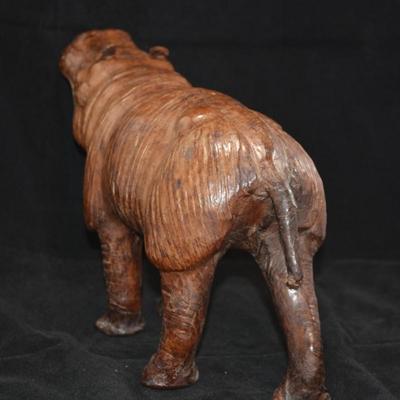 Vintage Leather Hippopotamus with Glass Eyes 13x8